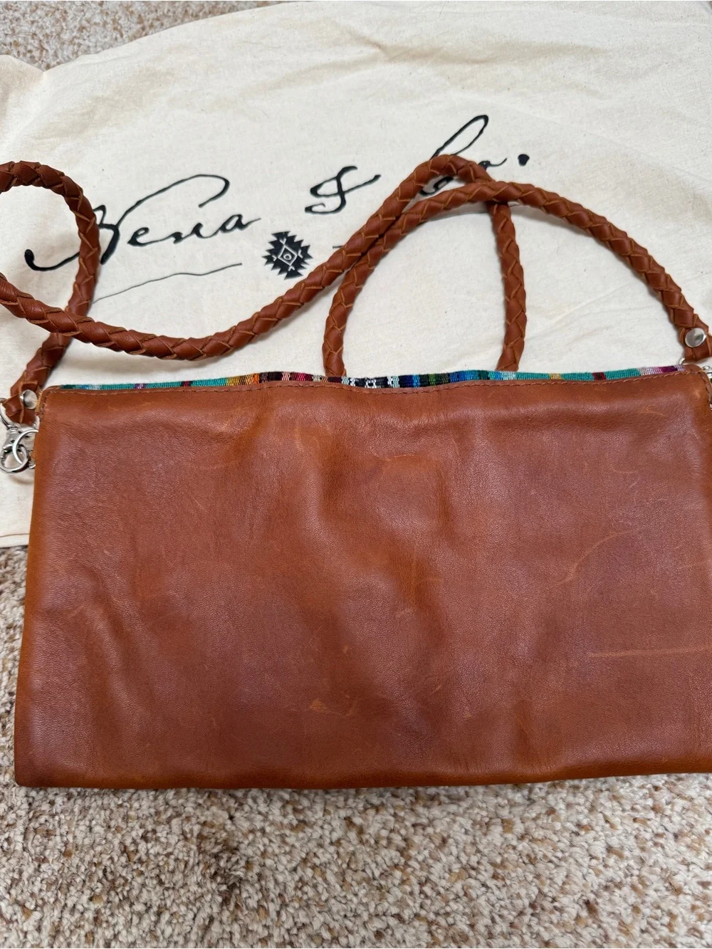 Nena & Co. Date Night Clutch Woven and Leather Flap Crossbody Bag